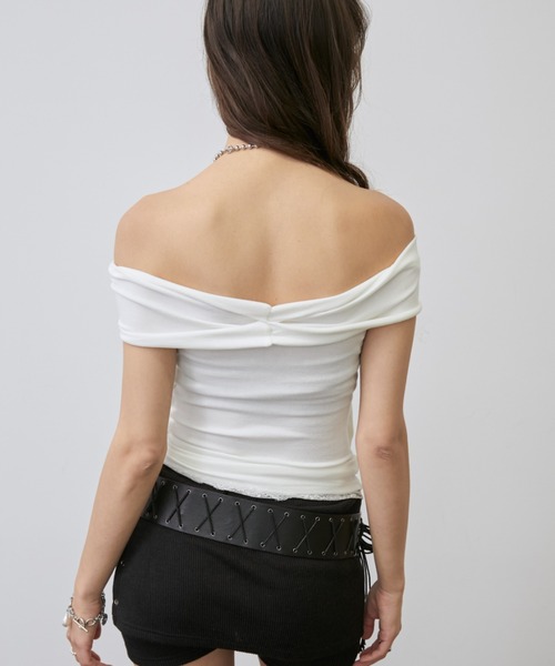 Rohwel(ローウェル)の「Lace Trim 2way Drape Halter Top / レーストリム2wayドレープホルタートップス(タンクトップ・レディース・ライトブルー/ブラック/ホワイト・FREE)」の9枚目の写真