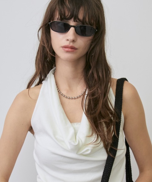 Rohwel(ローウェル)の「Lace Trim 2way Drape Halter Top / レーストリム2wayドレープホルタートップス(タンクトップ・レディース・ライトブルー/ブラック/ホワイト・FREE)」の5枚目の写真