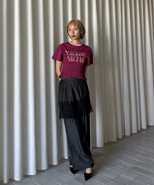 Ameri(アメリ)の「MEDI DENIMLIKE LACE DOCKING LAYERED PANT(その他パンツ・レディース・ピンク/スミクロ/ホワイト・MEDIUM/SMALL)」の4枚目の写真