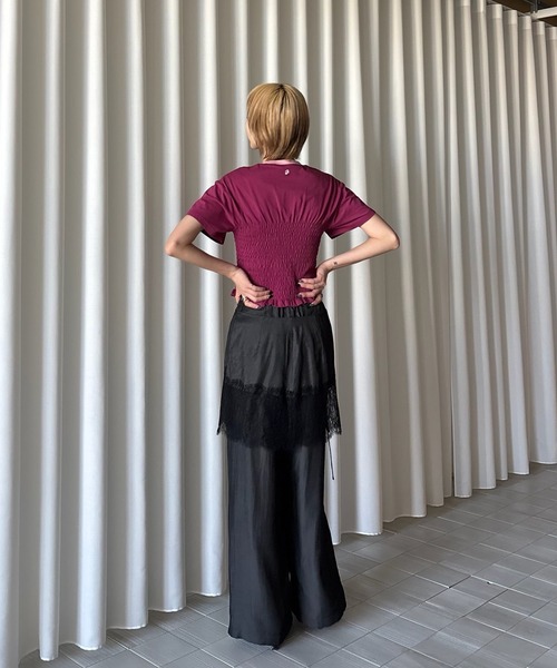Ameri(アメリ)の「MEDI DENIMLIKE LACE DOCKING LAYERED PANT(その他パンツ・レディース・ピンク/スミクロ/ホワイト・MEDIUM/SMALL)」の5枚目の写真
