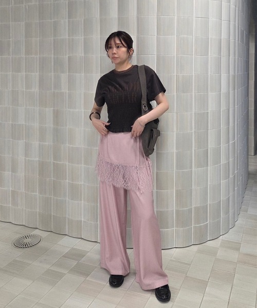 Ameri(アメリ)の「MEDI DENIMLIKE LACE DOCKING LAYERED PANT(その他パンツ・レディース・ピンク/スミクロ/ホワイト・MEDIUM/SMALL)」の7枚目の写真