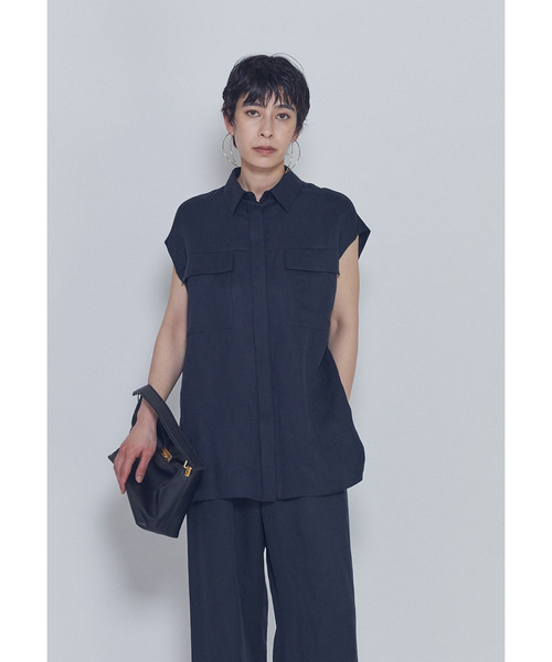 1er Arrondissement(プルミエアロンディスモン)の「テンセルリネンノースリーブシャツ(シャツ/ブラウス・レディース・ブルー系その他3/カーキ/モカ・36/38)」の3枚目の写真
