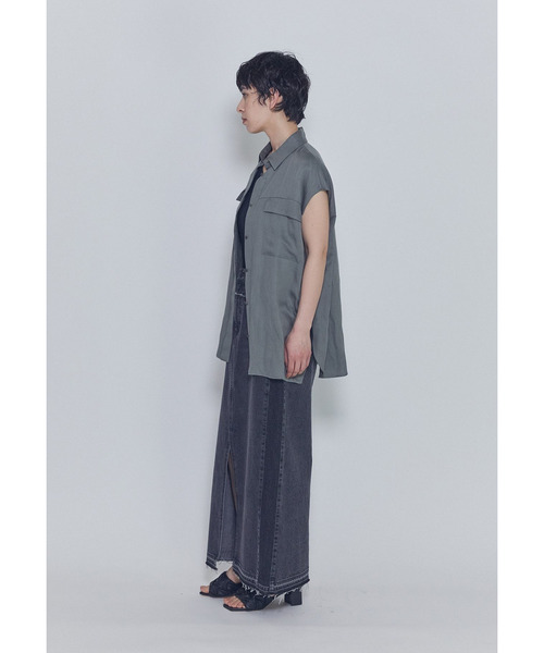1er Arrondissement(プルミエアロンディスモン)の「テンセルリネンノースリーブシャツ(シャツ/ブラウス・レディース・ブルー系その他3/カーキ/モカ・36/38)」の4枚目の写真
