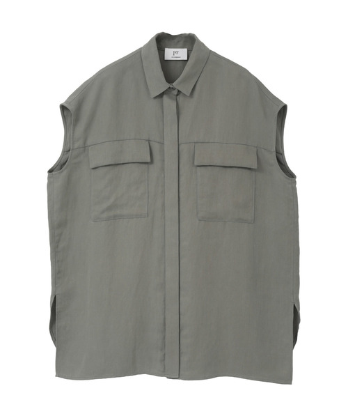 1er Arrondissement(プルミエアロンディスモン)の「テンセルリネンノースリーブシャツ(シャツ/ブラウス・レディース・ブルー系その他3/カーキ/モカ・36/38)」の5枚目の写真