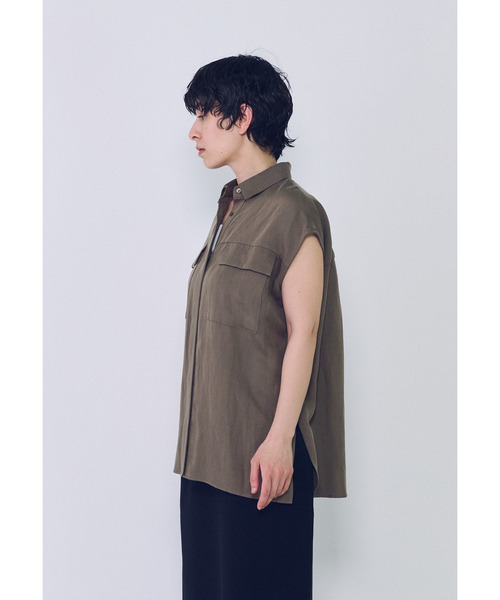 1er Arrondissement(プルミエアロンディスモン)の「テンセルリネンノースリーブシャツ(シャツ/ブラウス・レディース・ブルー系その他3/カーキ/モカ・36/38)」の8枚目の写真