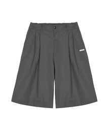 WIDE TWO-TUCK BERMUDA PANTS_CHARCOAL