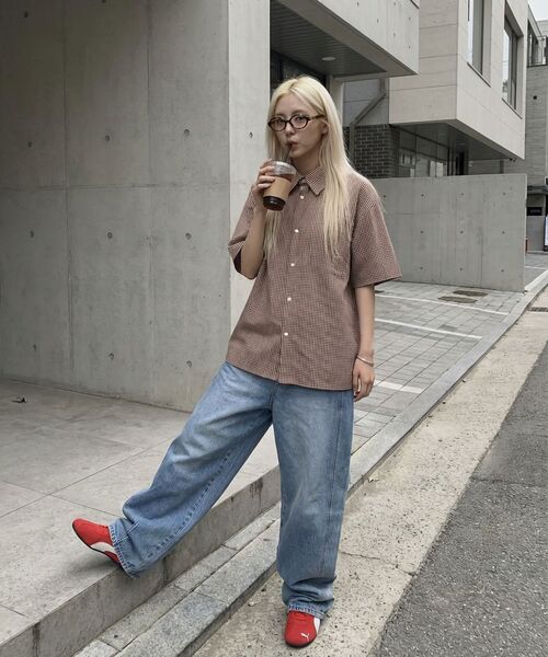 AGOD（エージーオーディー）の「ウォッシュドバルーンデニムパンツ [ミディアムブルー]（デニムパンツ・レディース・その他・MEDIUM/LARGE/X-LARGE/SMALL）」の13枚目の写真