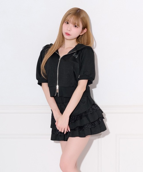 apres jour(アプレジュール)の「ラメポンチレースSETUP(セットアップ・レディース・ピンク/オフホワイト/ブラック・X-LARGE/フリー)」の6枚目の写真