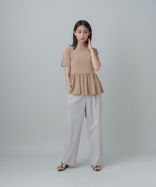 GLOBAL WORK（グローバルワーク）の「MATINEE LINE/サマーニットキャミTEEセット/667166（Tシャツ/カットソー・レディース・オフホワイト/ネイビー/グレイッシュベージュ・LARGE/MEDIUM）」の11枚目の写真