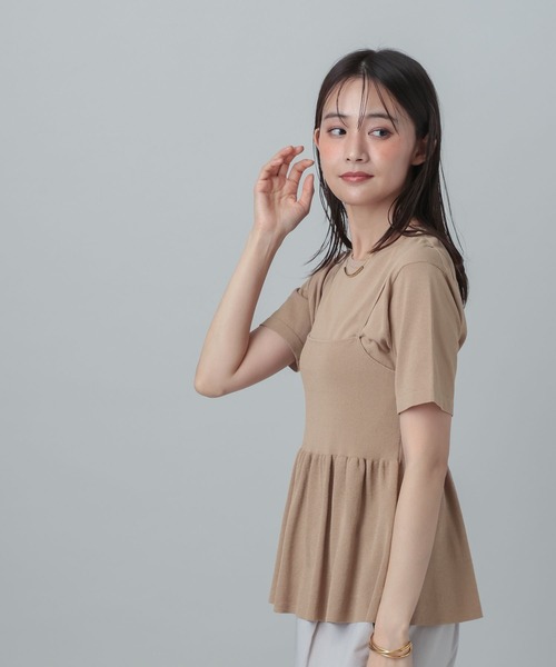 GLOBAL WORK（グローバルワーク）の「MATINEE LINE/サマーニットキャミTEEセット/667166（Tシャツ/カットソー・レディース・オフホワイト/ネイビー/グレイッシュベージュ・LARGE/MEDIUM）」の14枚目の写真