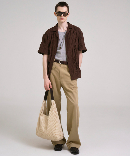 SSIN AND LEE(シンアンドリー)の「コスタルクリンクルオープンハーフシャツブラウン(シャツ/ブラウス・メンズ・その他・MEDIUM/LARGE)」の2枚目の写真