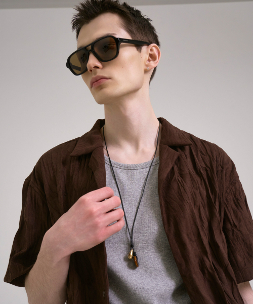 SSIN AND LEE(シンアンドリー)の「コスタルクリンクルオープンハーフシャツブラウン(シャツ/ブラウス・メンズ・その他・MEDIUM/LARGE)」の8枚目の写真