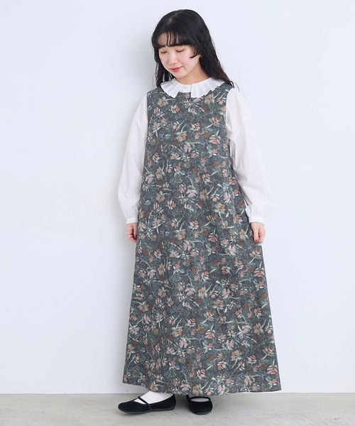 l'atelier du savon(アトリエドサボン)の「ばらのプリント ノースリーブワンピース ウエスト紐付き 2WAY仕様(ワンピース・レディース・グリーン/オレンジ・FREE)」の22枚目の写真