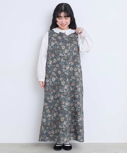l'atelier du savon(アトリエドサボン)の「ばらのプリント ノースリーブワンピース ウエスト紐付き 2WAY仕様(ワンピース・レディース・グリーン/オレンジ・FREE)」の22枚目の写真