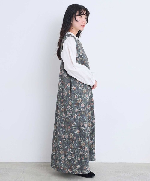 l'atelier du savon(アトリエドサボン)の「ばらのプリント ノースリーブワンピース ウエスト紐付き 2WAY仕様(ワンピース・レディース・グリーン/オレンジ・FREE)」の20枚目の写真
