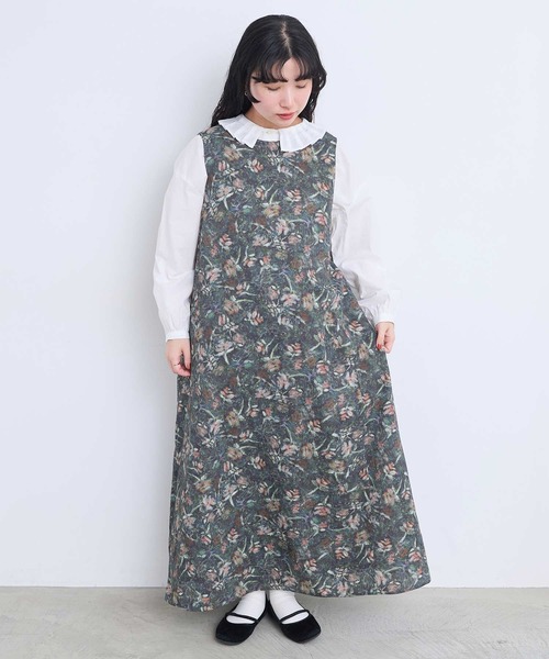 l'atelier du savon(アトリエドサボン)の「ばらのプリント ノースリーブワンピース ウエスト紐付き 2WAY仕様(ワンピース・レディース・グリーン/オレンジ・FREE)」の18枚目の写真