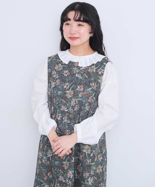 l'atelier du savon(アトリエドサボン)の「ばらのプリント ノースリーブワンピース ウエスト紐付き 2WAY仕様(ワンピース・レディース・グリーン/オレンジ・FREE)」の17枚目の写真