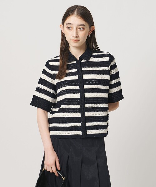UNITED ARROWS（ユナイテッドアローズ）の「メッシュ スパングル カーディガン ‐ウォッシャブル‐（カーディガン/ボレロ・レディース・オフホワイト/ブラック/その他7・FREE）」の3枚目の写真