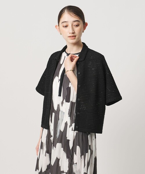 UNITED ARROWS（ユナイテッドアローズ）の「メッシュ スパングル カーディガン ‐ウォッシャブル‐（カーディガン/ボレロ・レディース・オフホワイト/ブラック/その他7・FREE）」の2枚目の写真