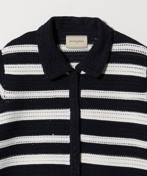 UNITED ARROWS（ユナイテッドアローズ）の「メッシュ スパングル カーディガン ‐ウォッシャブル‐（カーディガン/ボレロ・レディース・オフホワイト/ブラック/その他7・FREE）」の11枚目の写真