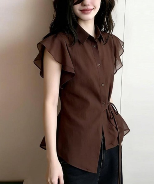 semplice（センプリチェ）の「シャツ【韓国ファッション】（シャツ/ブラウス・レディース・ブラウン・XL/L/M/S）」の8枚目の写真