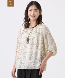 【L】【ウォッシャブル】オパールボタニカルプリントブラウス