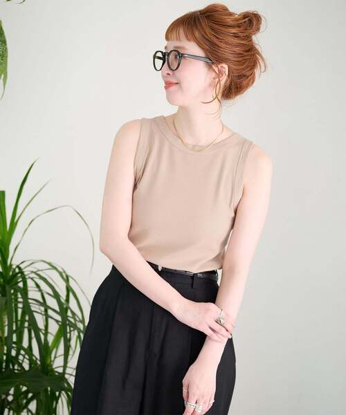 B.C STOCK(ベーセーストック)の「ウォッシャブル / Gleamy / グリーミー ベーシックタンクトップ(Tシャツ/カットソー・レディース・ピンク系その他/ホワイト/サックスブルー/ベージュ/ブラック/ブラウン/チャコールグレー/イエロー・FREE)」の6枚目の写真