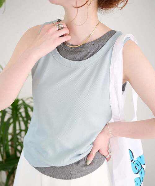 B.C STOCK(ベーセーストック)の「ウォッシャブル / Gleamy / グリーミー ベーシックタンクトップ(Tシャツ/カットソー・レディース・ピンク系その他/ホワイト/サックスブルー/ベージュ/ブラック/ブラウン/チャコールグレー/イエロー・FREE)」の7枚目の写真