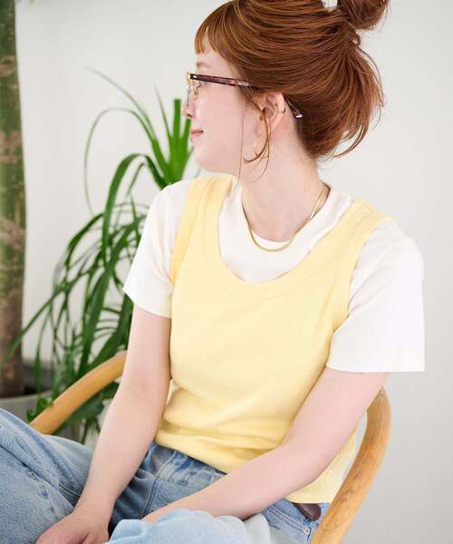 B.C STOCK(ベーセーストック)の「ウォッシャブル / Gleamy / グリーミー ベーシックタンクトップ(Tシャツ/カットソー・レディース・ピンク系その他/ホワイト/サックスブルー/ベージュ/ブラック/ブラウン/チャコールグレー/イエロー・FREE)」の1枚目の写真