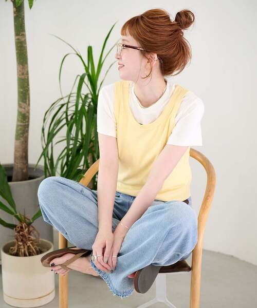 B.C STOCK(ベーセーストック)の「ウォッシャブル / Gleamy / グリーミー ベーシックタンクトップ(Tシャツ/カットソー・レディース・ピンク系その他/ホワイト/サックスブルー/ベージュ/ブラック/ブラウン/チャコールグレー/イエロー・FREE)」の16枚目の写真