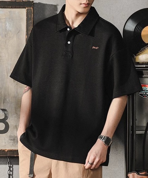 KELVIN(ケルヴァン)の「Loose Polo Tee ルーズポロTシャツ(Tシャツ/カットソー・メンズ・グレー/ブラック・MEDIUM/LARGE)」の1枚目の写真