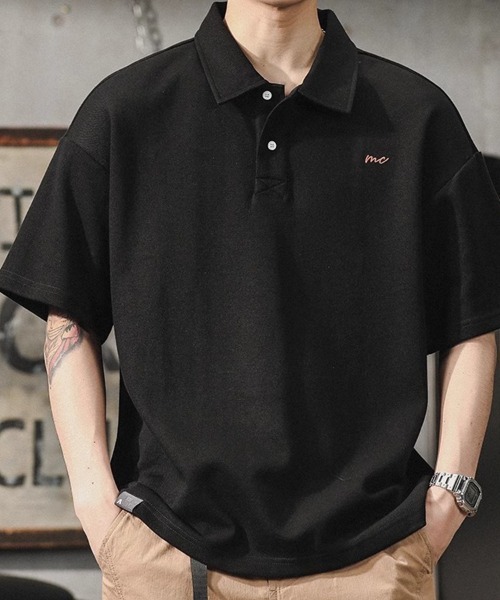 KELVIN(ケルヴァン)の「Loose Polo Tee ルーズポロTシャツ(Tシャツ/カットソー・メンズ・グレー/ブラック・MEDIUM/LARGE)」の3枚目の写真
