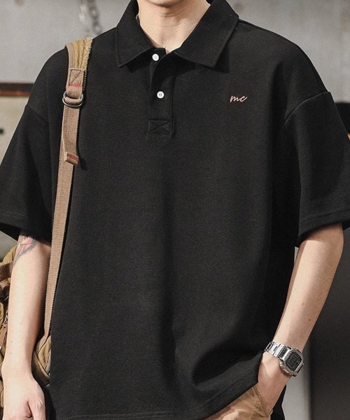 KELVIN(ケルヴァン)の「Loose Polo Tee ルーズポロTシャツ(Tシャツ/カットソー・メンズ・グレー/ブラック・MEDIUM/LARGE)」の4枚目の写真