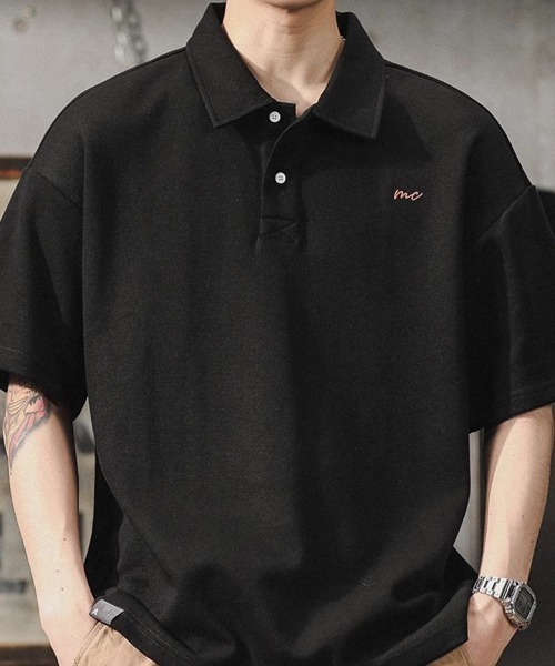 KELVIN(ケルヴァン)の「Loose Polo Tee ルーズポロTシャツ(Tシャツ/カットソー・メンズ・グレー/ブラック・MEDIUM/LARGE)」の5枚目の写真