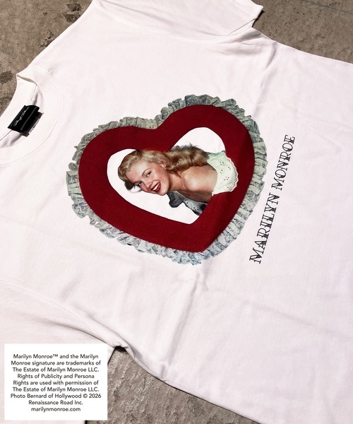minius（ミニウス）の「【MARILYN MONROE/マリリン・モンロー】フォトTシャツ ピグメント染め ヴィンテージ ユニセックス ハートフレーム（Tシャツ/カットソー・メンズ・ホワイト/ブラック・SMALL/MEDIUM/LARGE/X-LARGE）」の6枚目の写真
