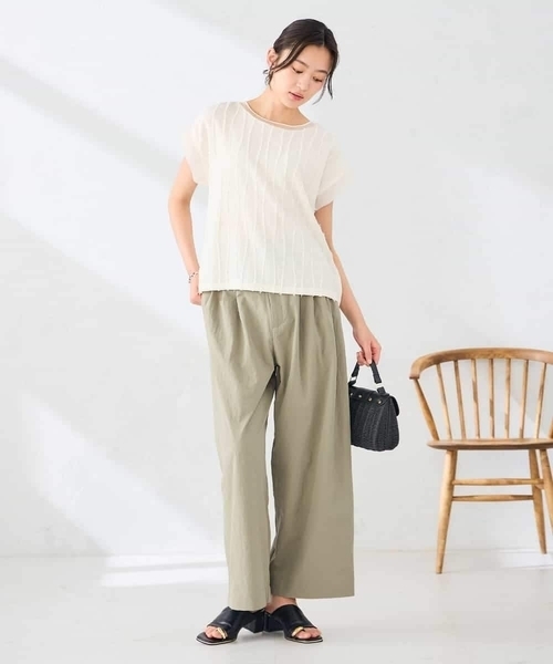 a.v.v(アーヴェヴェ)の「縦柄ジャガードトップス(Tシャツ/カットソー・レディース・アイボリー/ブラック・38/40)」の7枚目の写真