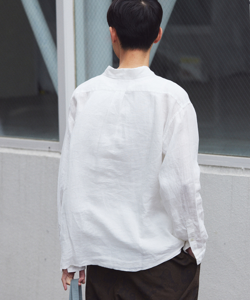JOURNAL STANDARD relume（ジャーナルスタンダード　レリューム）の「JAMES FABRIC / ジェームスファブリック ガーメントダイ リネンシャツ（シャツ/ブラウス・メンズ・ブラック/エメラルドブルー/ホワイト/ライトグレー/バーガンディー・MEDIUM/LARGE）」の8枚目の写真
