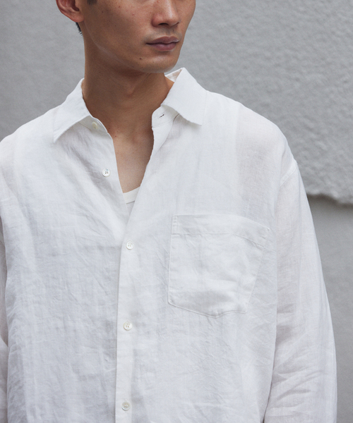 JOURNAL STANDARD relume（ジャーナルスタンダード　レリューム）の「JAMES FABRIC / ジェームスファブリック ガーメントダイ リネンシャツ（シャツ/ブラウス・メンズ・ブラック/エメラルドブルー/ホワイト/ライトグレー/バーガンディー・MEDIUM/LARGE）」の9枚目の写真