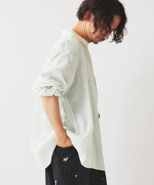 JOURNAL STANDARD relume（ジャーナルスタンダード　レリューム）の「JAMES FABRIC / ジェームスファブリック ガーメントダイ リネンシャツ（シャツ/ブラウス・メンズ・ブラック/エメラルドブルー/ホワイト/ライトグレー/バーガンディー・MEDIUM/LARGE）」の22枚目の写真