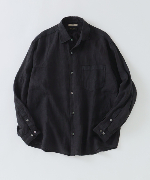 JOURNAL STANDARD relume（ジャーナルスタンダード　レリューム）の「JAMES FABRIC / ジェームスファブリック ガーメントダイ リネンシャツ（シャツ/ブラウス・メンズ・ブラック/エメラルドブルー/ホワイト/ライトグレー/バーガンディー・MEDIUM/LARGE）」の2枚目の写真
