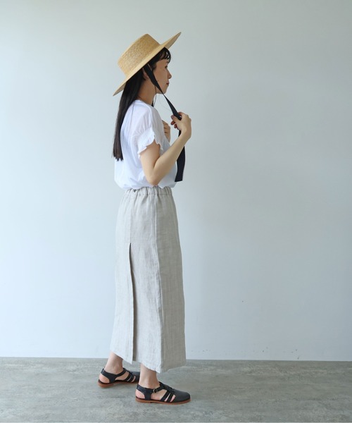 yuni（ユニ　）の「△強撚C/Ny sheer gather sleeve pullover（Tシャツ/カットソー・レディース・ホワイト/ブラック・FREE）」の7枚目の写真
