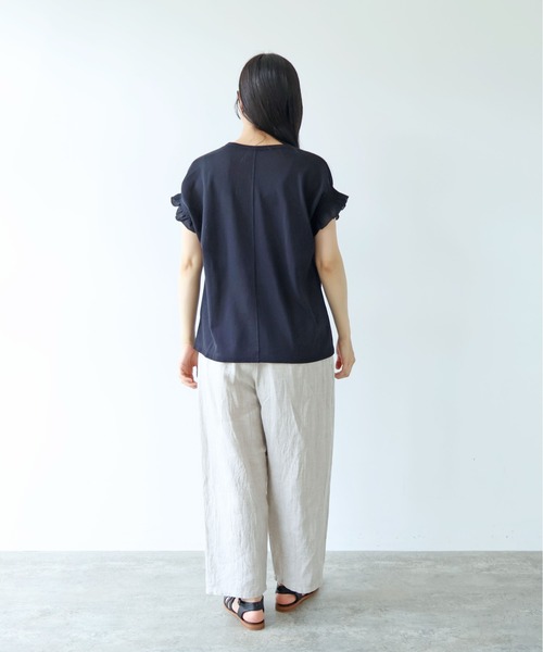 yuni（ユニ　）の「△強撚C/Ny sheer gather sleeve pullover（Tシャツ/カットソー・レディース・ホワイト/ブラック・FREE）」の10枚目の写真