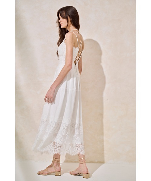 Estella.K(エステラケー)の「Sicilia Lace Dress コードレースタックドレス(ワンピース・レディース・ホワイト/ブラック/ピンク系・FREE)」の6枚目の写真