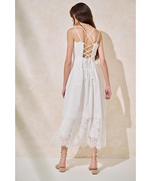 Estella.K(エステラケー)の「Sicilia Lace Dress コードレースタックドレス(ワンピース・レディース・ホワイト/ブラック/ピンク系・FREE)」の5枚目の写真