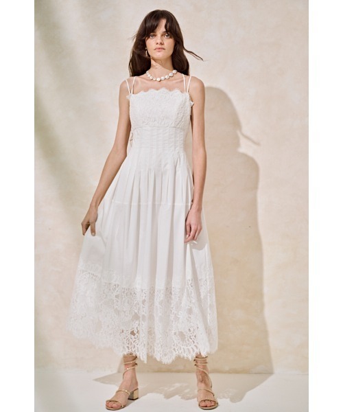 Estella.K(エステラケー)の「Sicilia Lace Dress コードレースタックドレス(ワンピース・レディース・ホワイト/ブラック/ピンク系・FREE)」の7枚目の写真