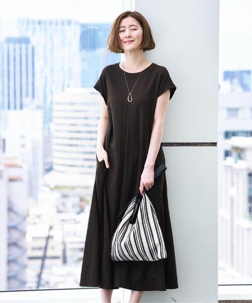 grove(グローブ)の「【低身長さんも選べる着丈】モクロディフレンチワンピース(ワンピース・レディース・ボルドー/カーキ/ブラック/ブルー系その他/ブラウン系その他・02/03)」の2枚目の写真