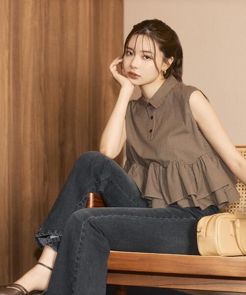 PROPORTION BODY DRESSING(プロポーションボディドレッシング)の「<a>フリルヘムブラウス / 1216219700(シャツ/ブラウス・レディース・ブラック/ボルドー/ブラウン系その他・FREE)」の3枚目の写真