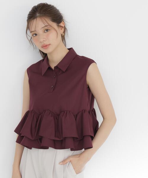 PROPORTION BODY DRESSING(プロポーションボディドレッシング)の「<a>フリルヘムブラウス / 1216219700(シャツ/ブラウス・レディース・ブラック/ボルドー/ブラウン系その他・FREE)」の1枚目の写真