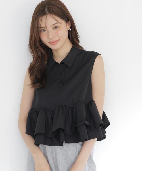 PROPORTION BODY DRESSING(プロポーションボディドレッシング)の「<a>フリルヘムブラウス / 1216219700(シャツ/ブラウス・レディース・ブラック/ボルドー/ブラウン系その他・FREE)」の2枚目の写真