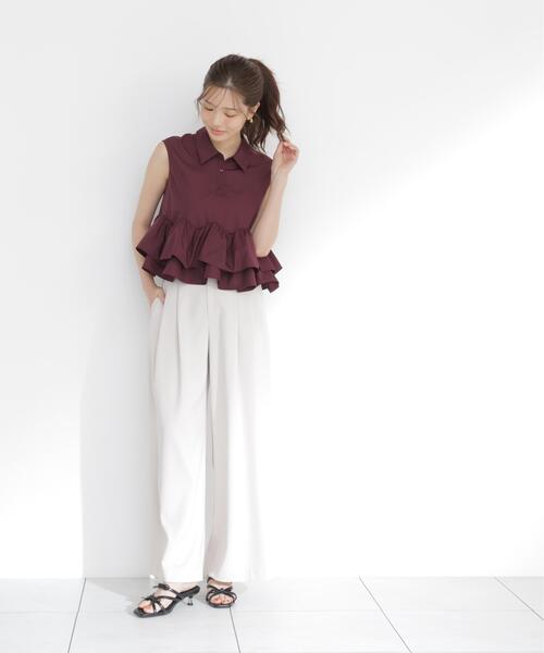 PROPORTION BODY DRESSING(プロポーションボディドレッシング)の「<a>フリルヘムブラウス / 1216219700(シャツ/ブラウス・レディース・ブラック/ボルドー/ブラウン系その他・FREE)」の9枚目の写真